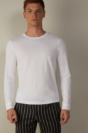 White Men's Intimissimi Supima® Cotton Top Long Sleeve | AU1116QZD