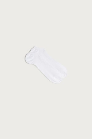 White Men's Intimissimi Tartan Cotton Ribbed Trainer Socks | AU1247WYF