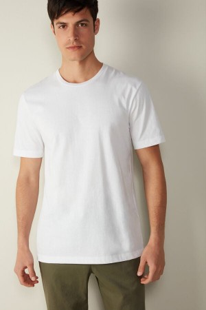 White Men's Intimissimi T-shirt in Cotton Jersey Pajamas | AU1155FMM