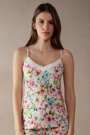 White Women's Intimissimi Botanical Lyrics Modal Tank Top | AU2291YUK