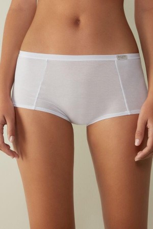 White Women's Intimissimi Cotton Boyshorts Panties | AU1699SOB
