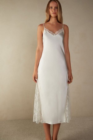 White Women's Intimissimi Eternal Love Silk Long Slip Lingerie | AU2109YUK