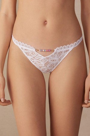 White Women's Intimissimi Hot Summer Days String Panties | AU1691RWH