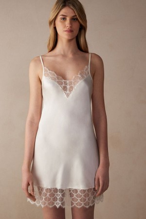 White Women's Intimissimi Pure Charme Silk Slip Lingerie | AU2101BCP