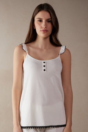 White Women's Intimissimi Pure Joy Cotton Tank Top | AU2290TVJ