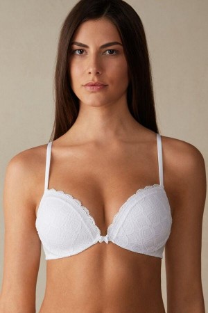 White Women's Intimissimi Silvia Push-up in Lace Bras | AU2750RWO