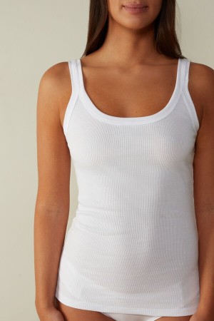 White Women's Intimissimi in Supima® Cotton Tank Top | AU2358ZGU